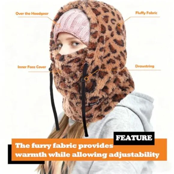 Fleece Balaclava Winter Face Mask Windproof Neck Cover Unisex One Size - Picture 3 of 7